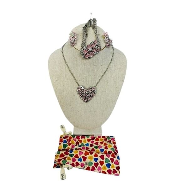 Brighton Love Bouquet Necklace Daisy Pink Flower Necklace Earrings Bracelet Rare - Picture 1 of 8